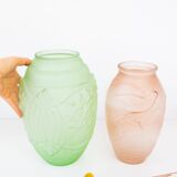 Paire de vases art decó verre moulé années 20/30
