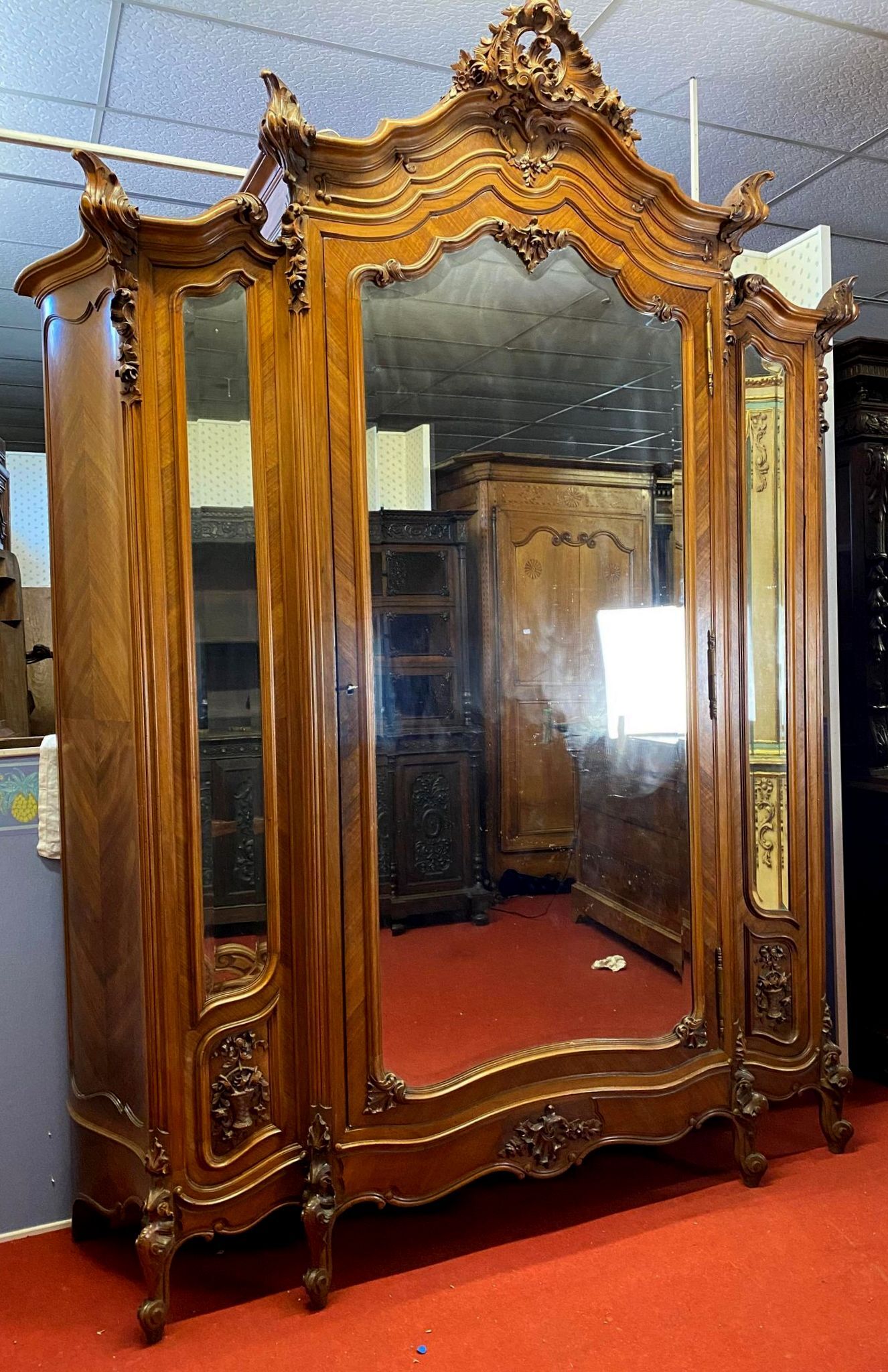 Louis XV library cabinet in walnut around 1850