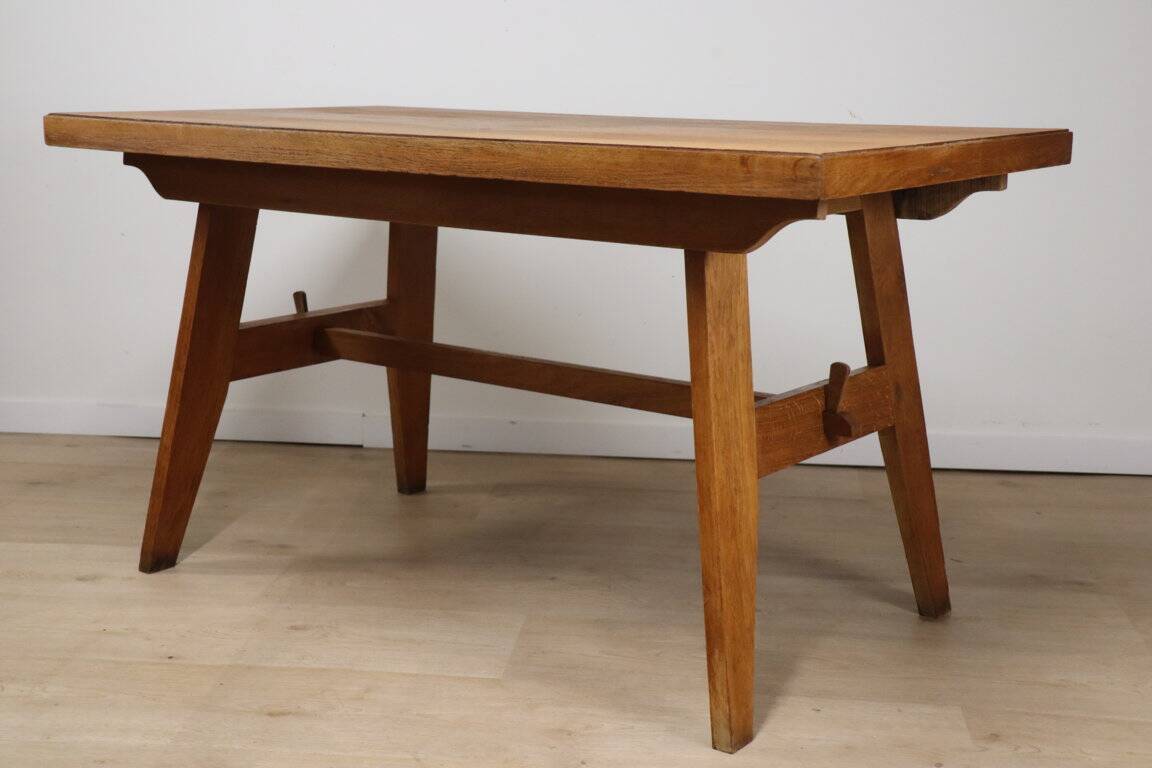 Oak dining table by René Gabriel, 1950