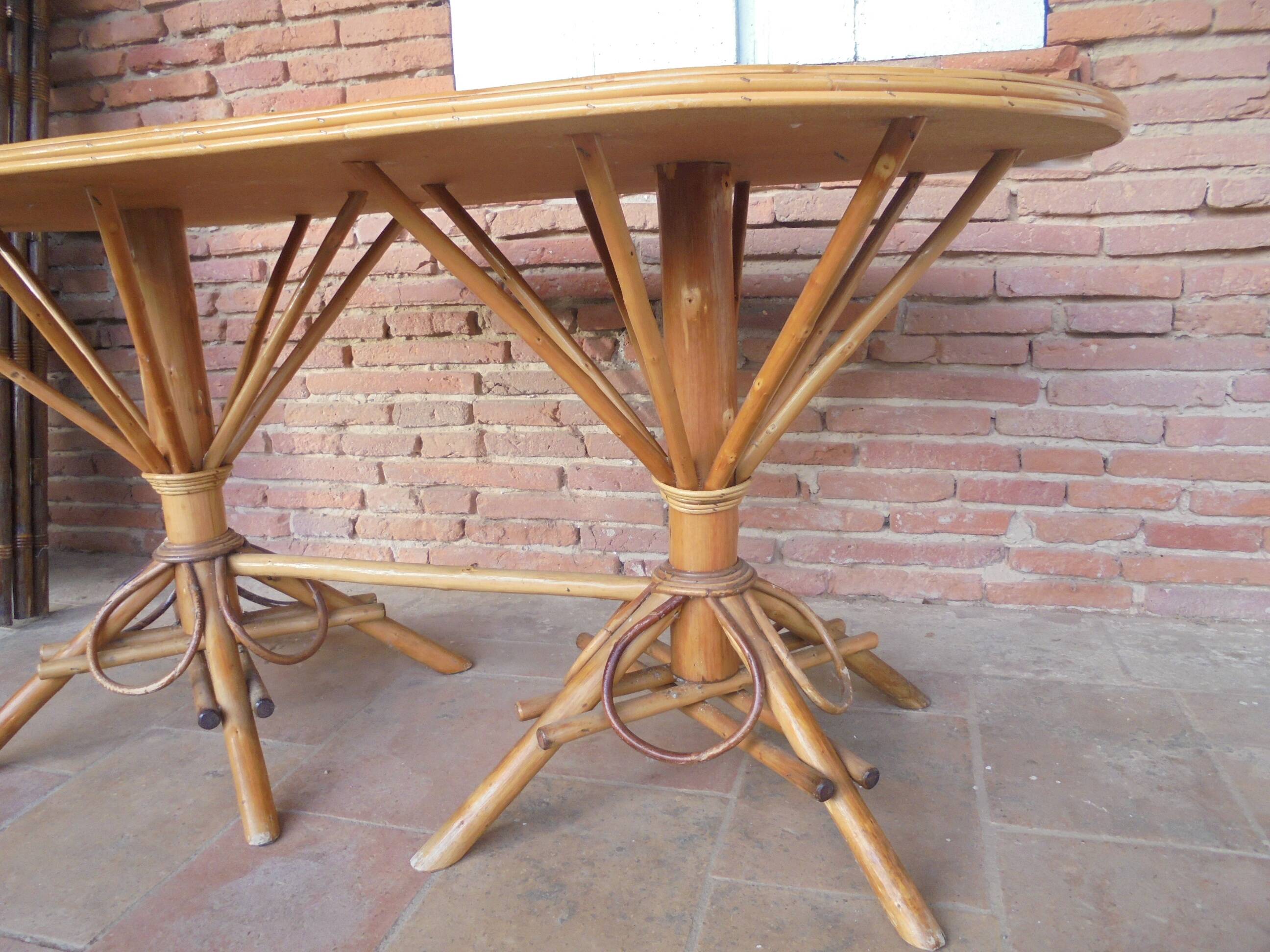 table rotin et chataignier tressé