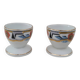 Porcelain egg cups MLV, geometric design, 1930s