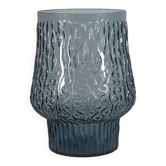 Vase vintage en verre pressé gris-bleu à décor ondulé