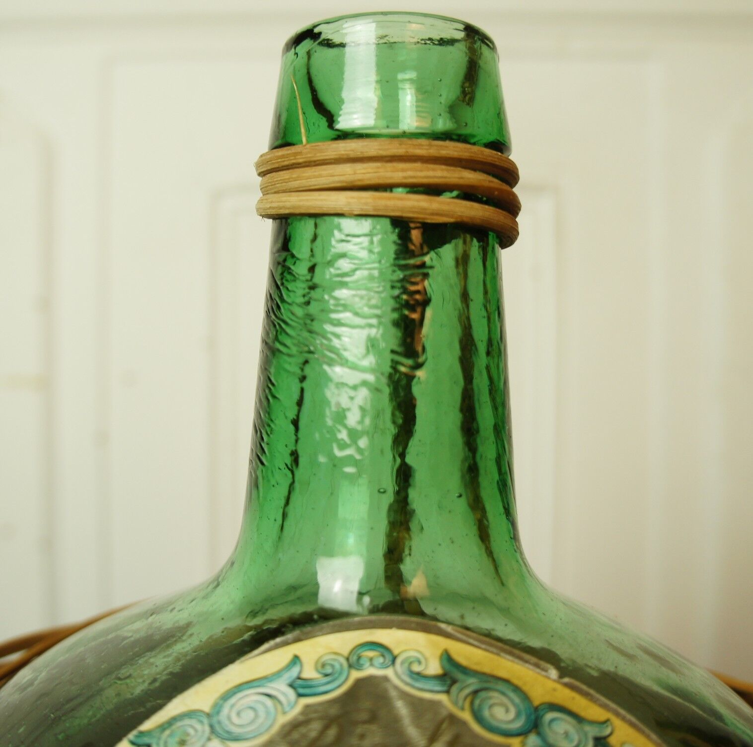 Demijohn faceted glass & rattan 1976