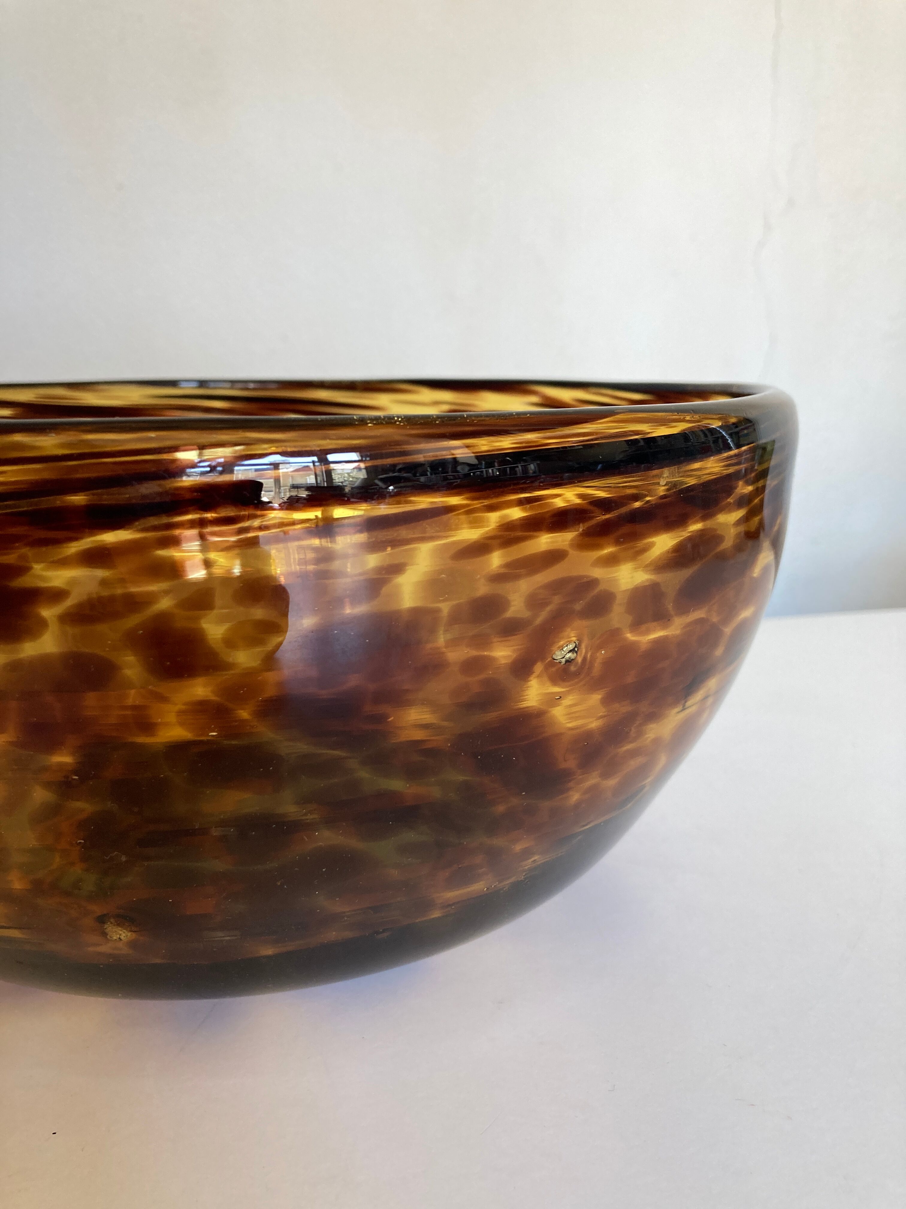 Salad bowl fruit cut XL glass scales macchia Murano Italian design