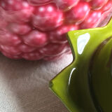 Théière en barbotine framboise