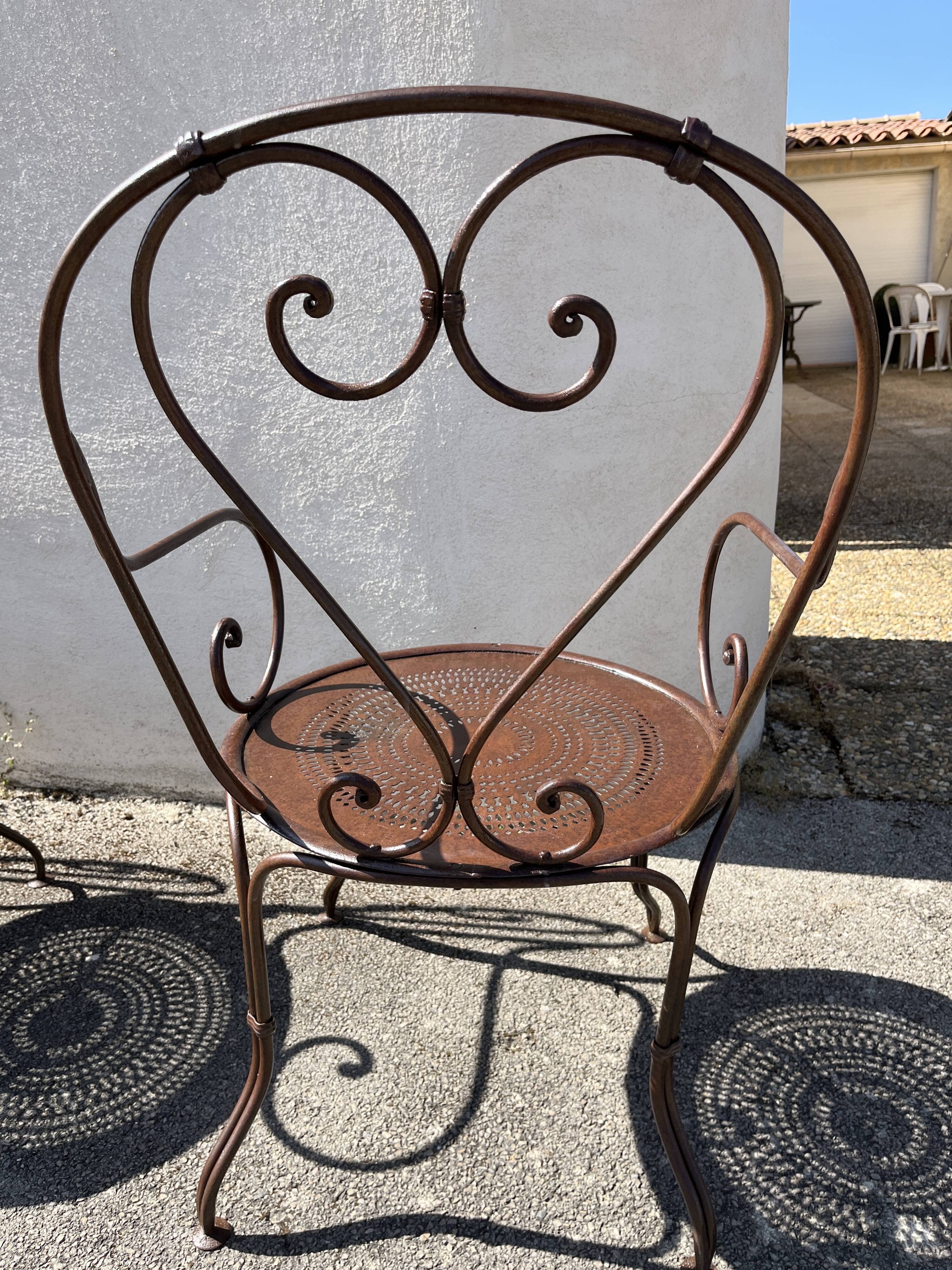 série de 4 fauteuils de jardin fer forgé