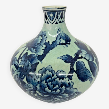 Antique ceramic vase from the 19th century blue hydrangeas ref 360.026