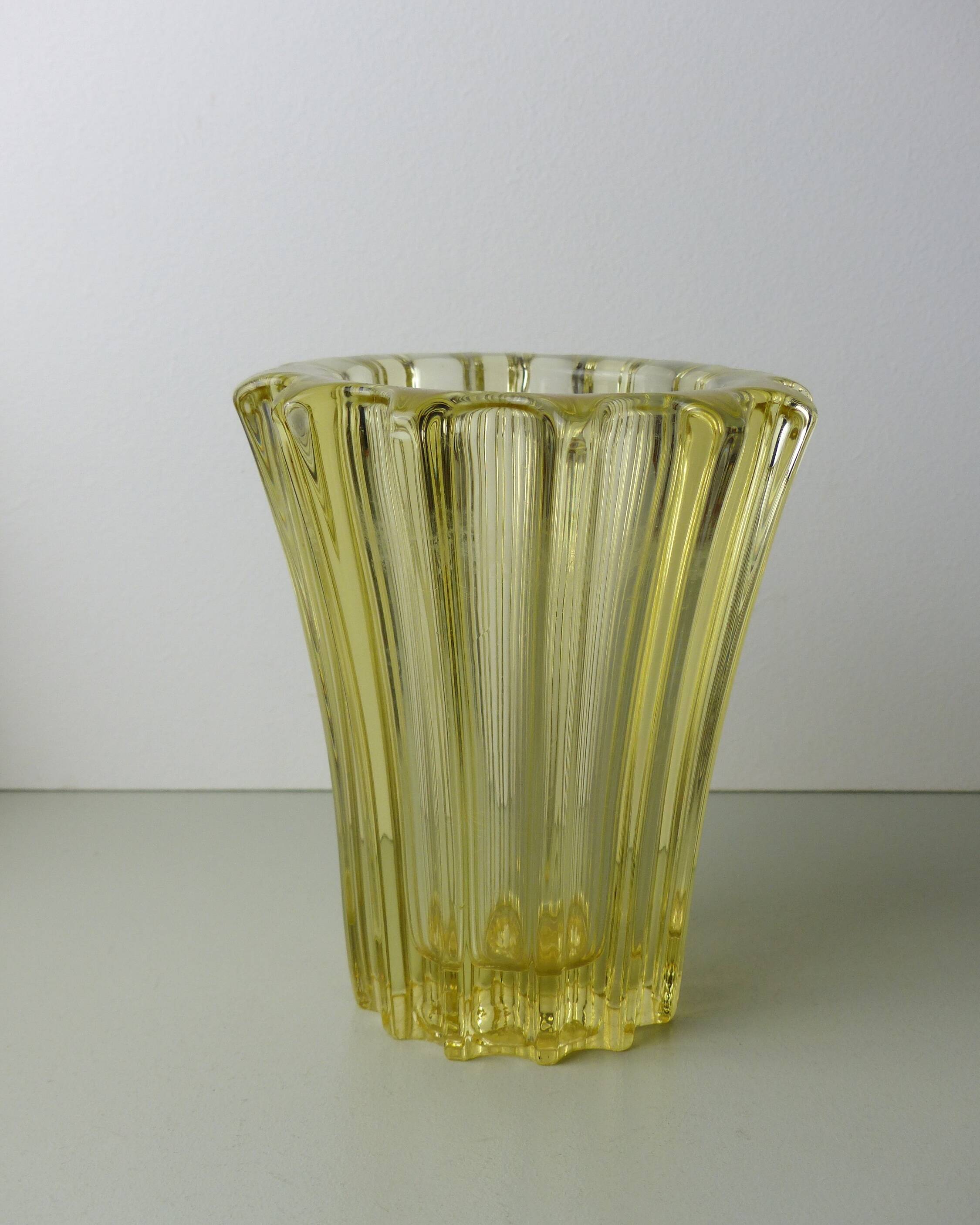 Transparent yellow glass vase