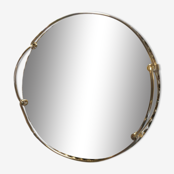 Plateau miroir rond art déco biseauté années 30