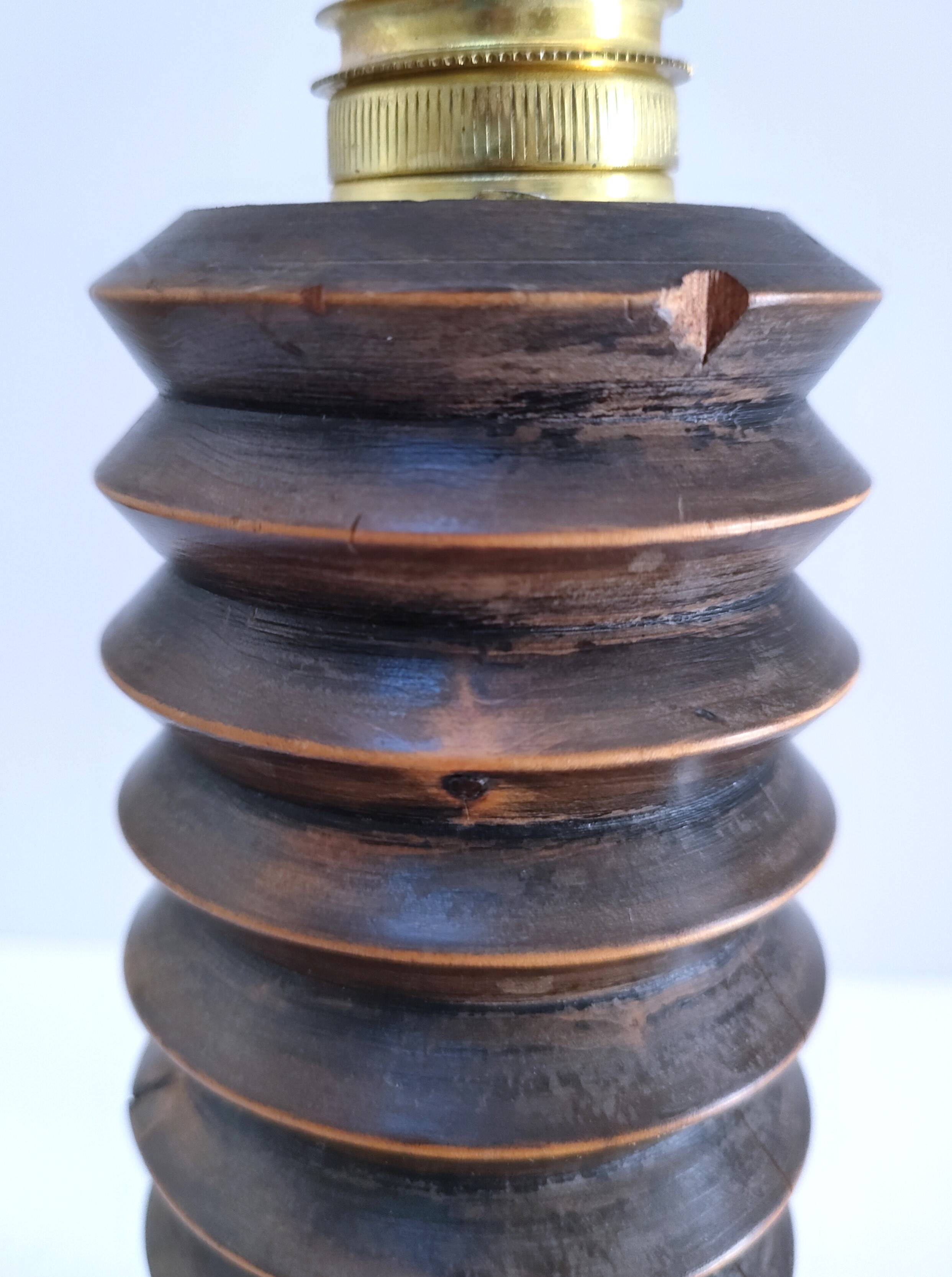 Pied de lampe bois massif par Charles Dudouyt