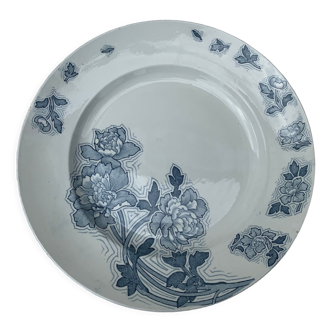 Plat à gâteaux, motif floral bleu, k & g luneville modèle Floréal, vintage et collector