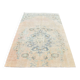 Tapis Oushak Vintage, Laine Turque Beige Pêche & Bleu Délavé, 159x227 Cm