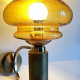 Vintage bubble glass brass applique