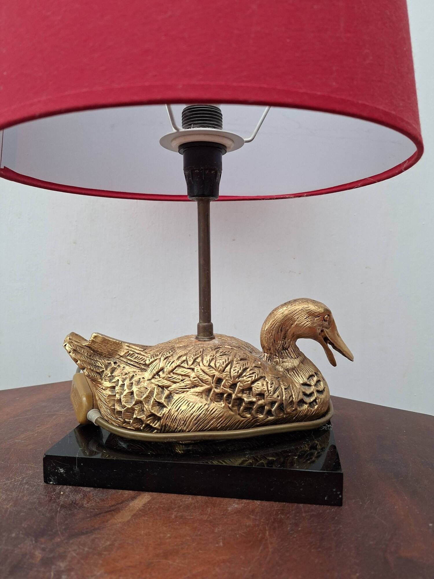 Hollywood Regency duck lamp in bronze