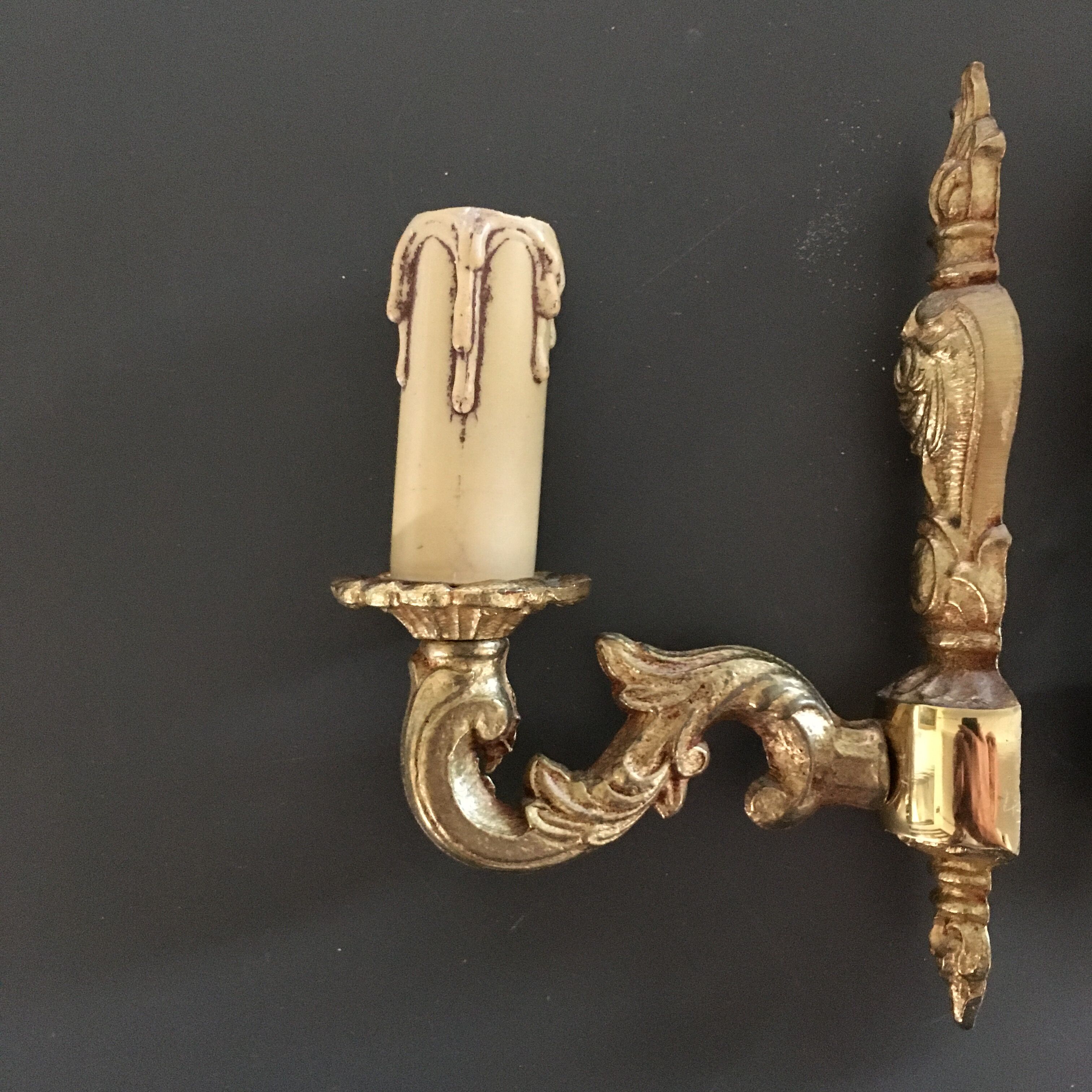 Pair of gilded bronze wall sconces