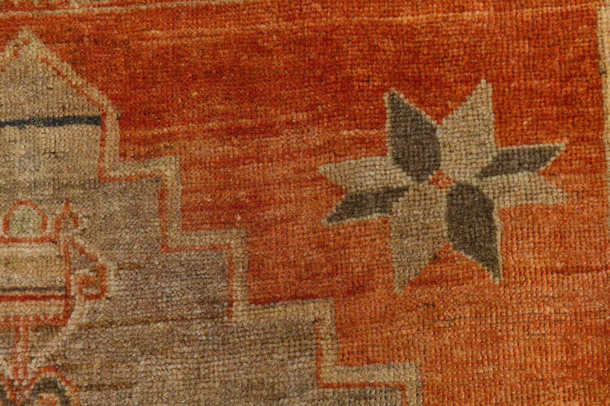 3x12 shades of brunt orange oushak runner rug