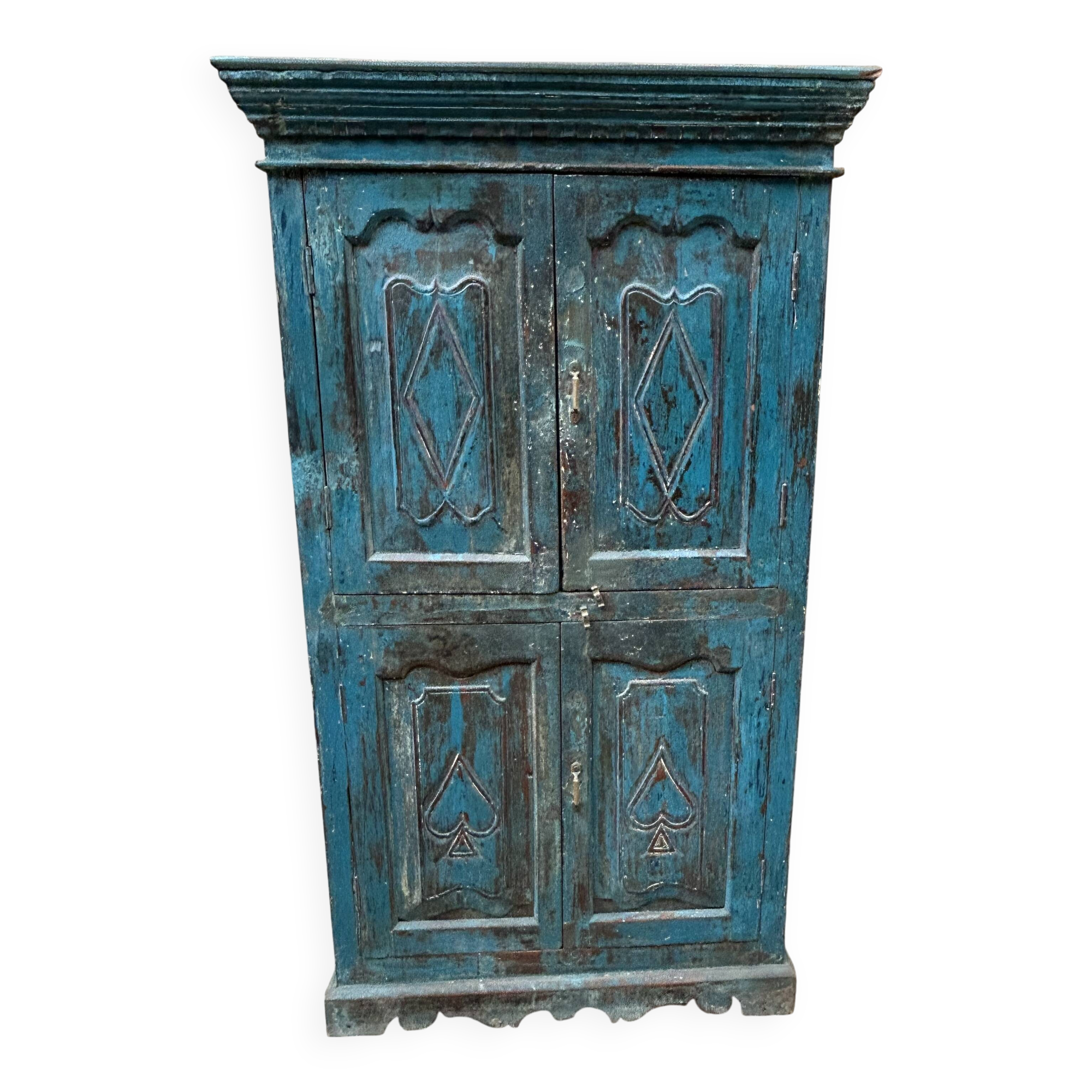 Rajasthani wardrobe in Burmese teak with original patina.