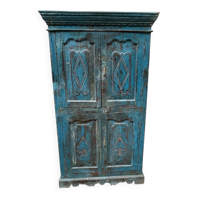 armoire rajasthanaise en teck birman avec patine d'origine