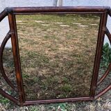 Grand miroir vintage en rotin