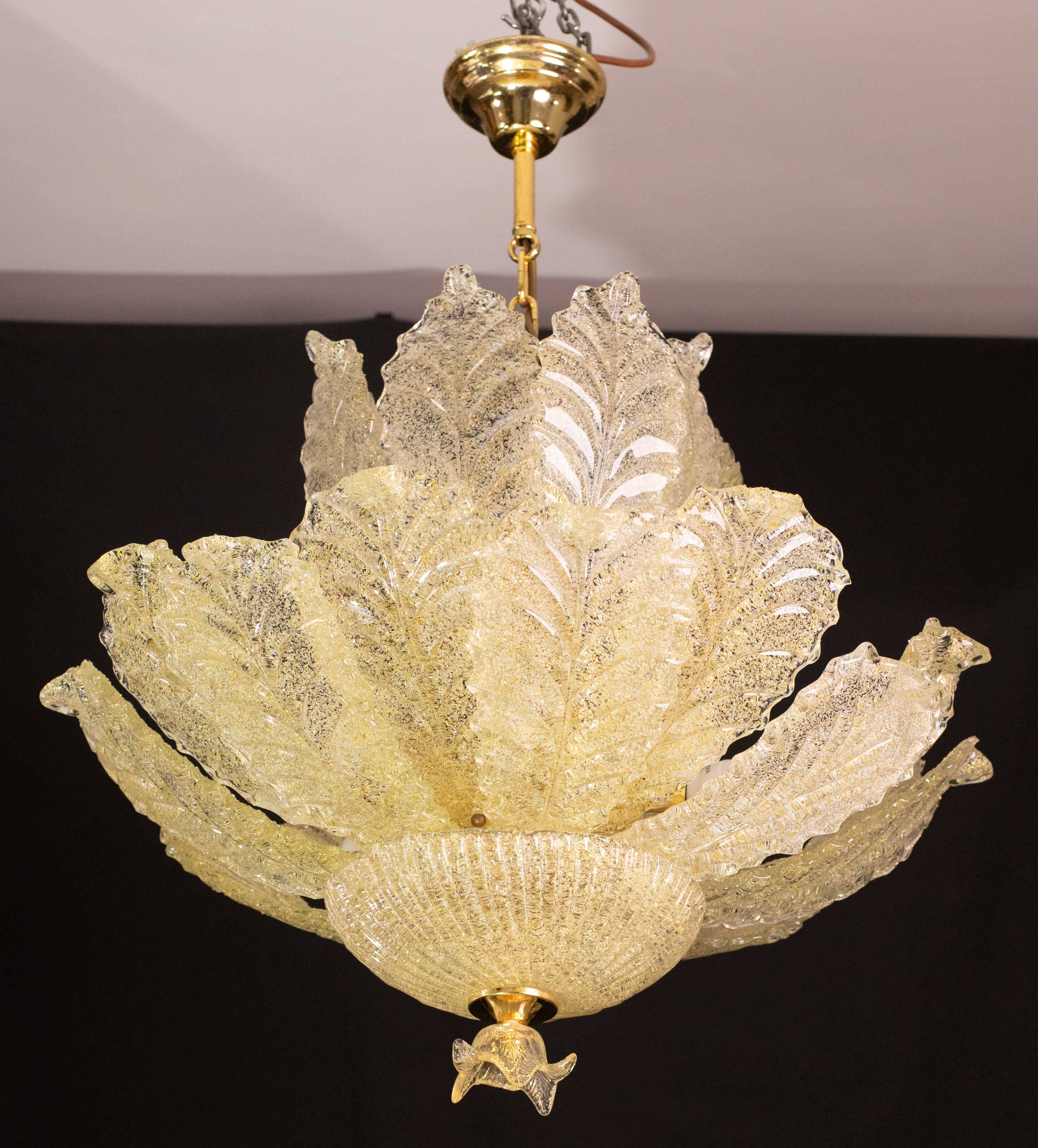 Extraordinary large size gold vintage Murano glass chandelier, 1970