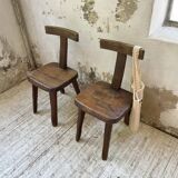 Pair of Aranjou elm “T” chairs