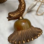 Paire de lampes poissons laiton doré