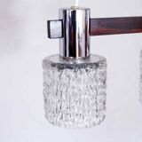 Hanging lamp in wood, glass and chrome metal 1970