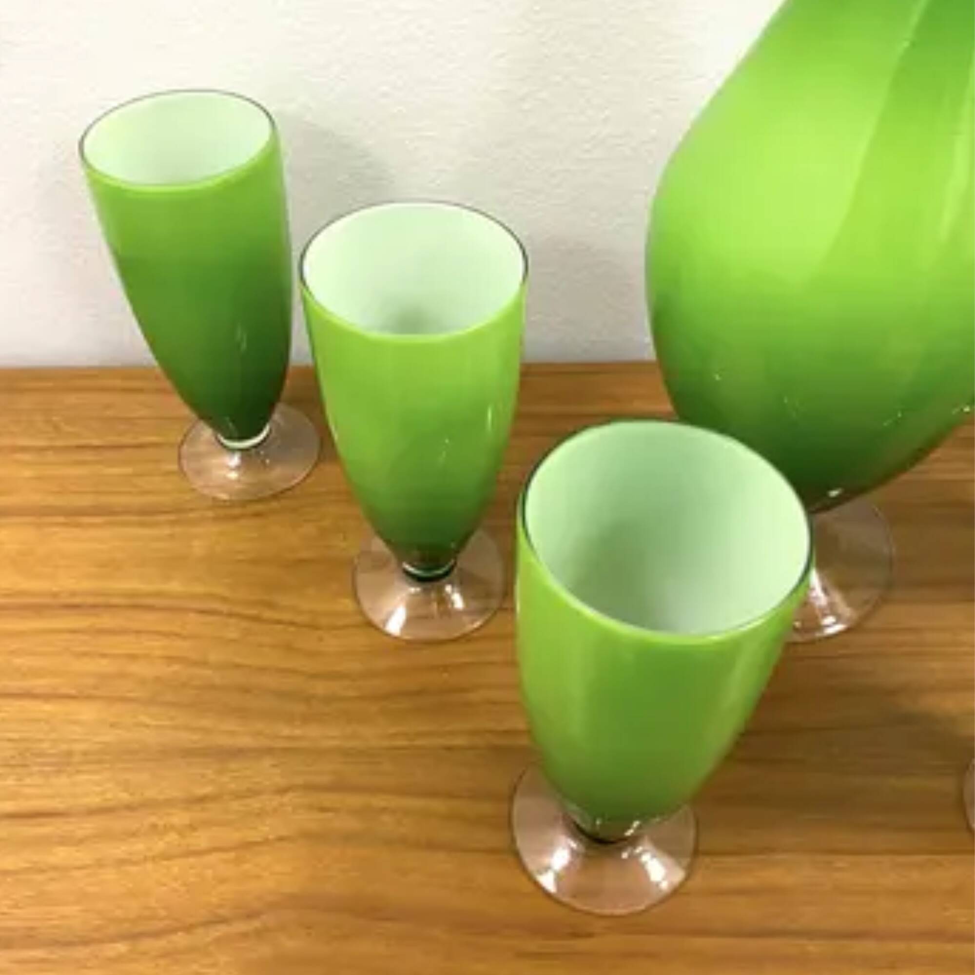 Ensemble carafe et 6 verres rétro, Murano, années 1960