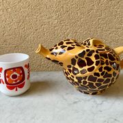 Teapot elephant glazed ceramic collector Giraffe 70s-80s