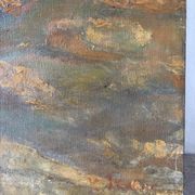 Paysage ochre et brun, huile sur toile signé