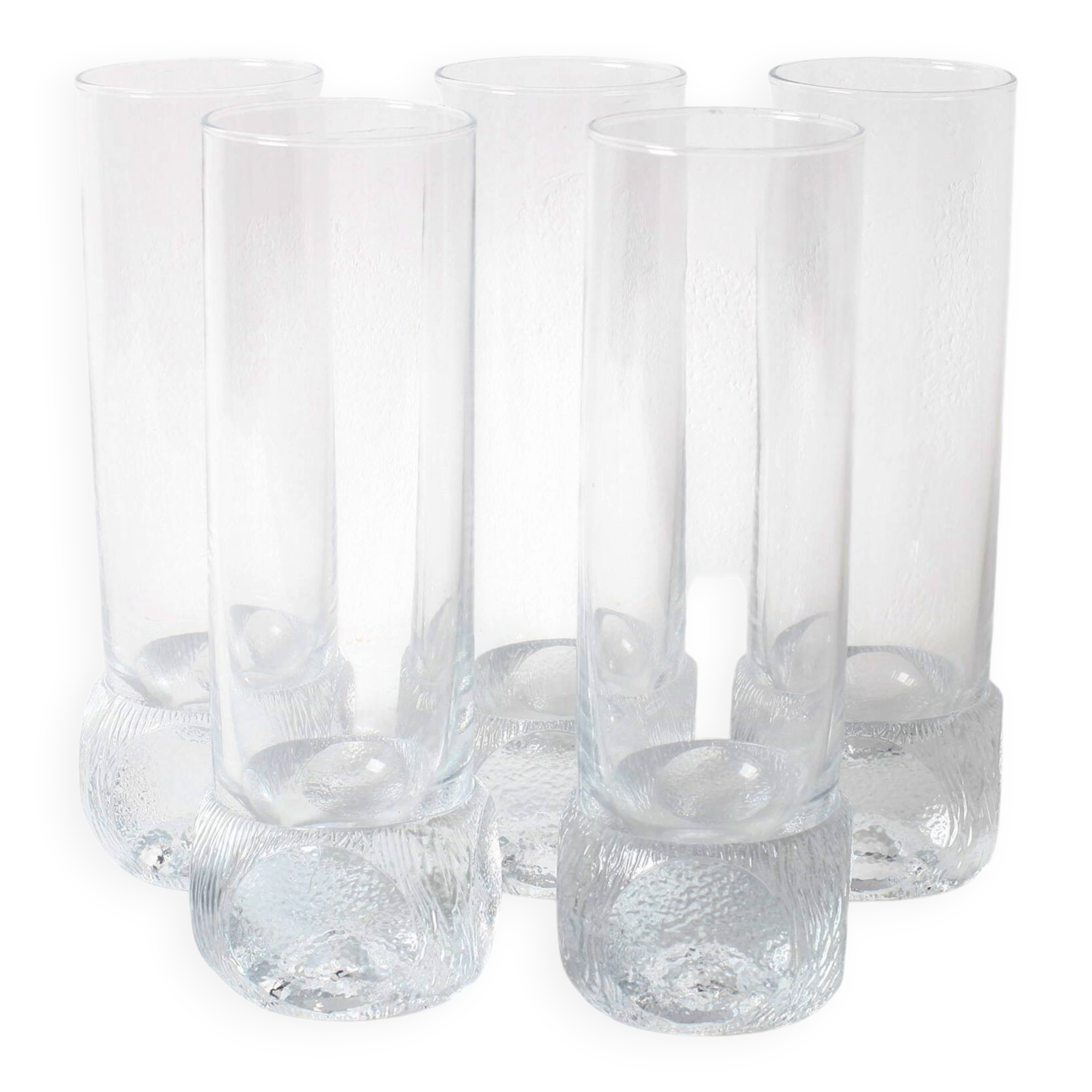 Set of 5 Mid-century Clear Crystal Tumblers / Italy / 1980s