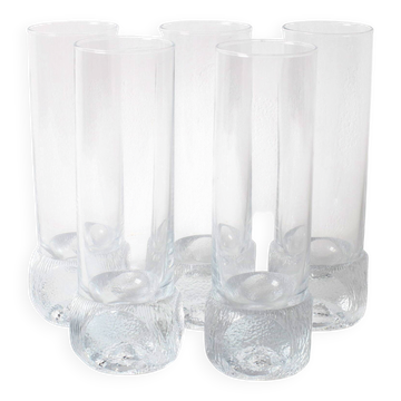 Ensemble de 5 verres en cristal clair de style mid-century / Italie / années 1980