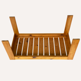 Scandinavian slatted pine coffee nesting table bench with stools or side tables, 1970s