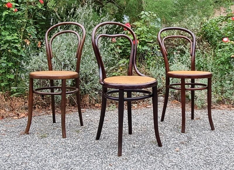 Trio chairs bistrot Thonet, Fischel and Mundus early twentieth century