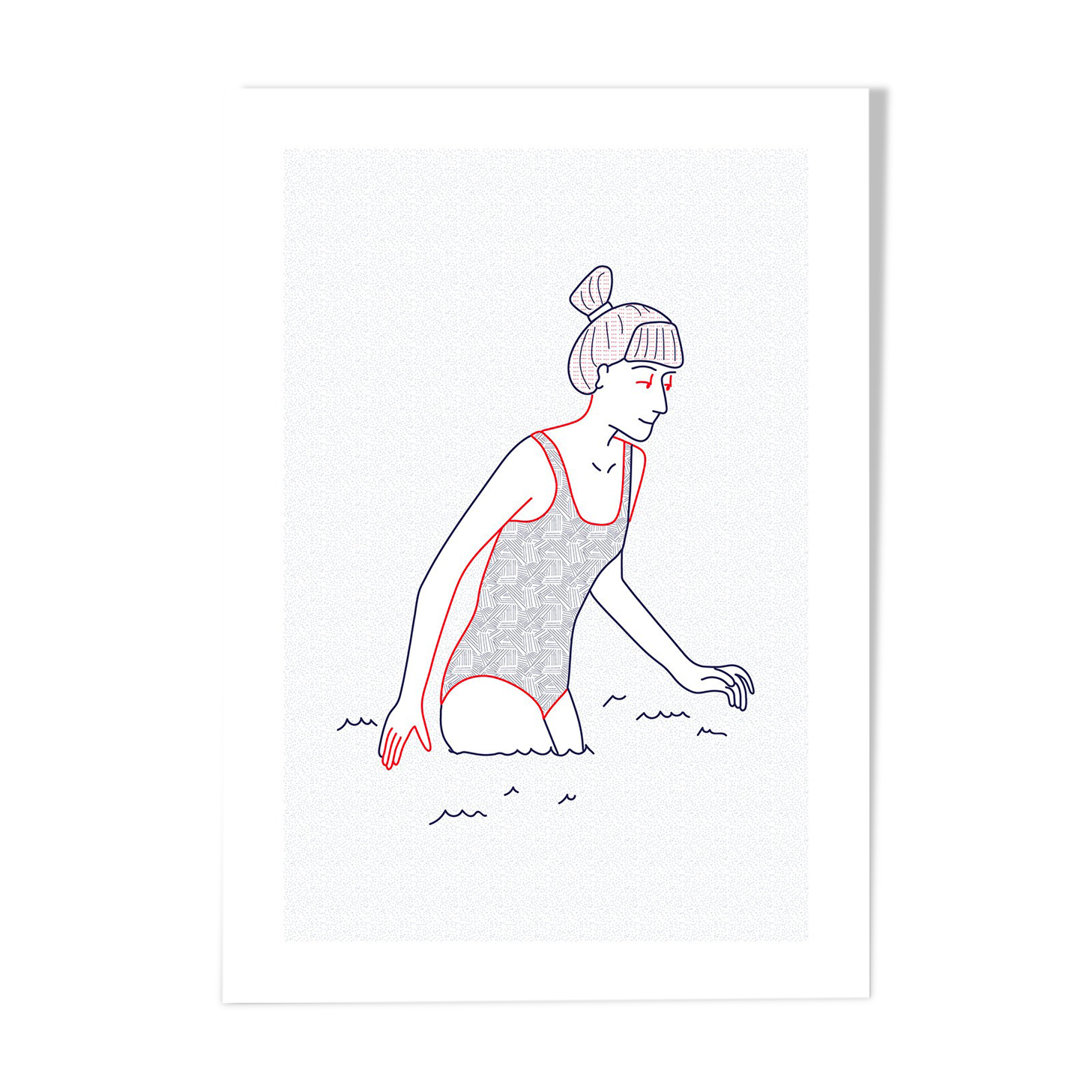 Illustration A4 naiade no. 1/8 brittany bather sea