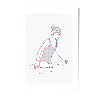 Illustration A4 naiade no. 1/8 brittany bather sea