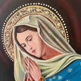 Acrylic painting “Virgin Mary in prayer” signed FG