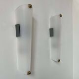Pair of vintage brass and perspex wall lights, France 1960
