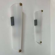 Pair of vintage brass and perspex wall lights, France 1960