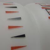 Vintage opaline glass pendant light with geometric design, 1960s Lunel style