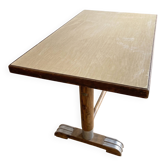 Table de bistrot ancienne L. Buchon en bois et métal