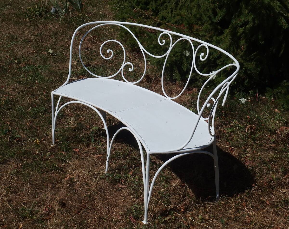 Wrought iron garden bench