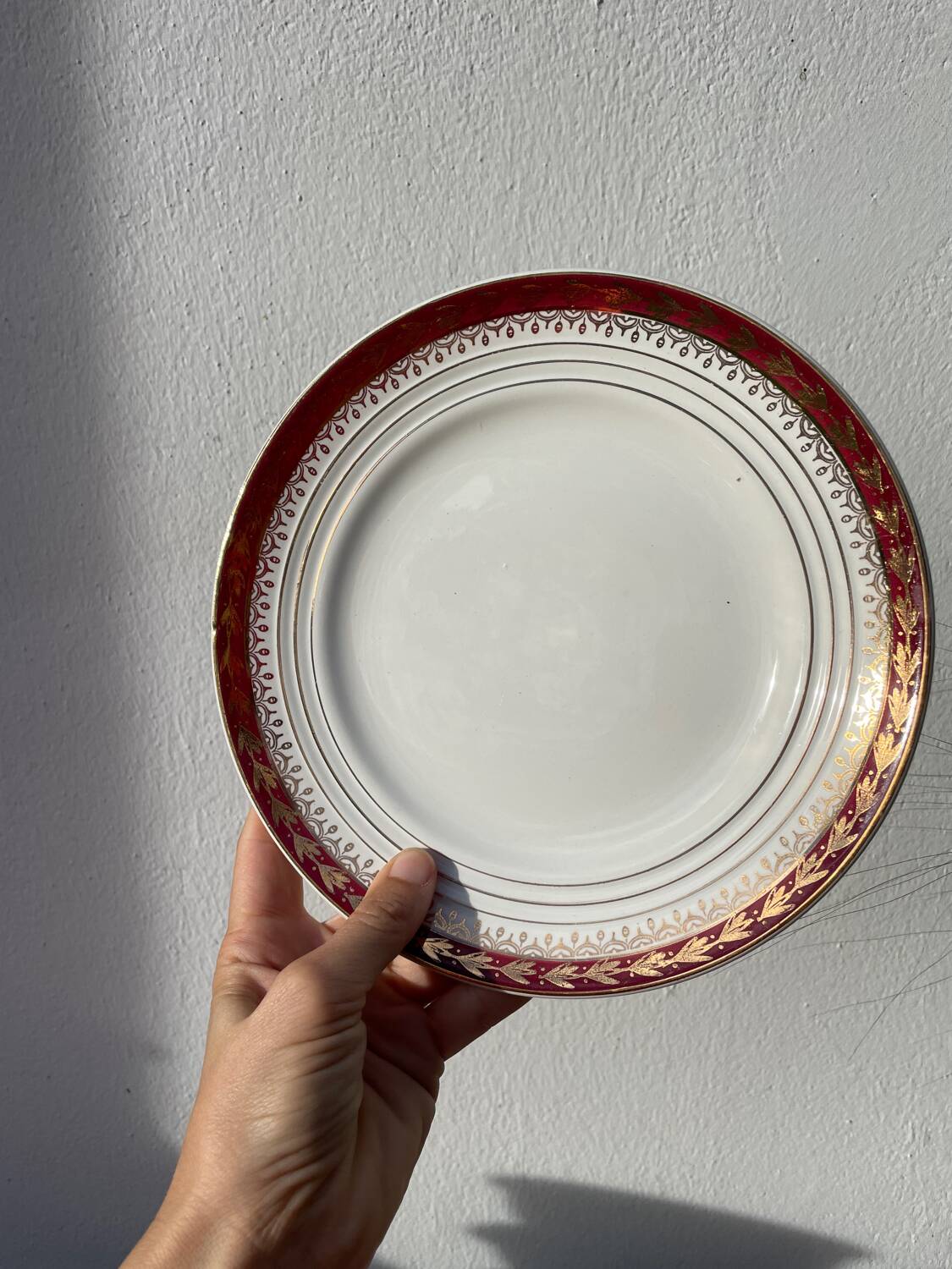 Saint Amand Empire style dessert plate service with 12 gold plates