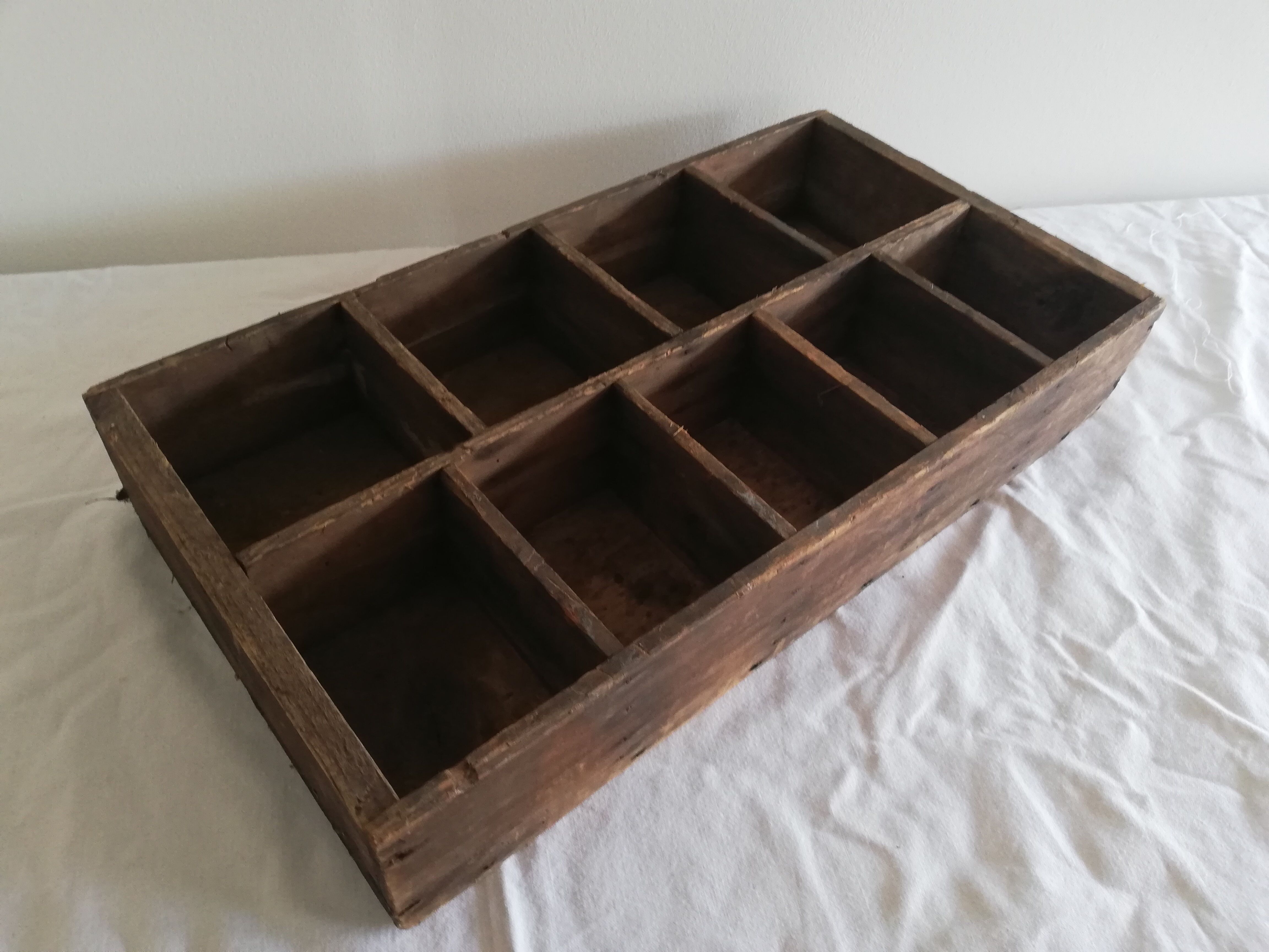Box with vintage carpentry compartments