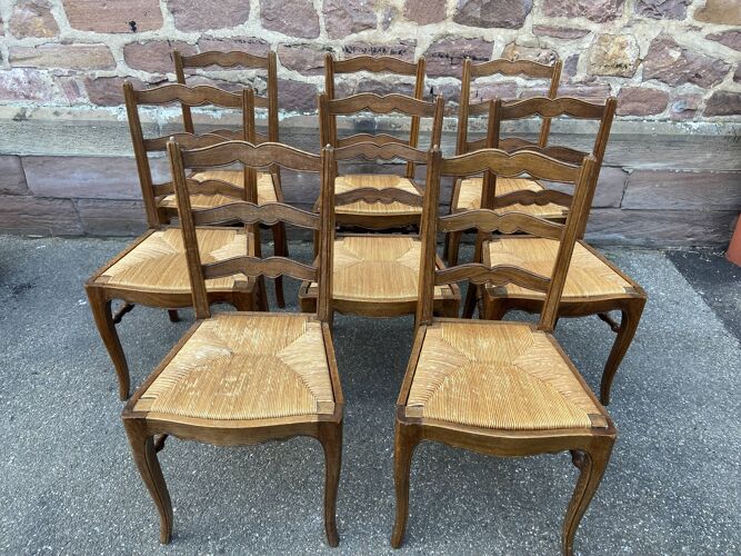 8 chaises paillées rustique vintage