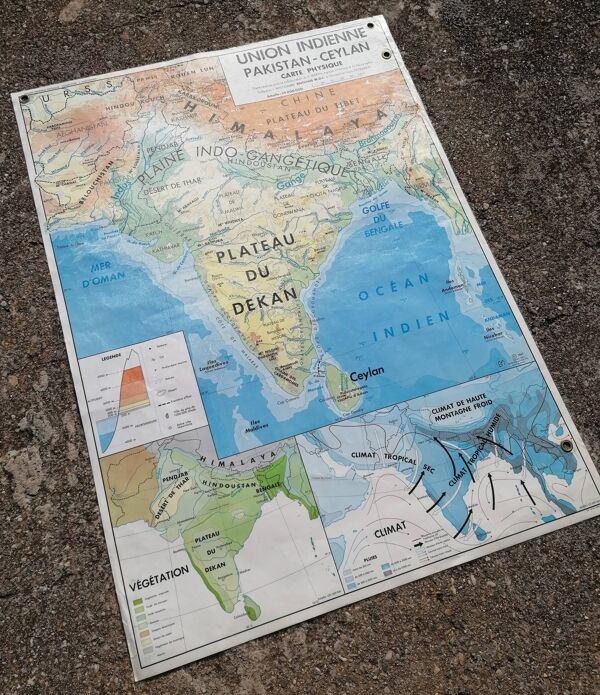 Ancienne carte mdi union indienne pakistan ceylan/japon economique