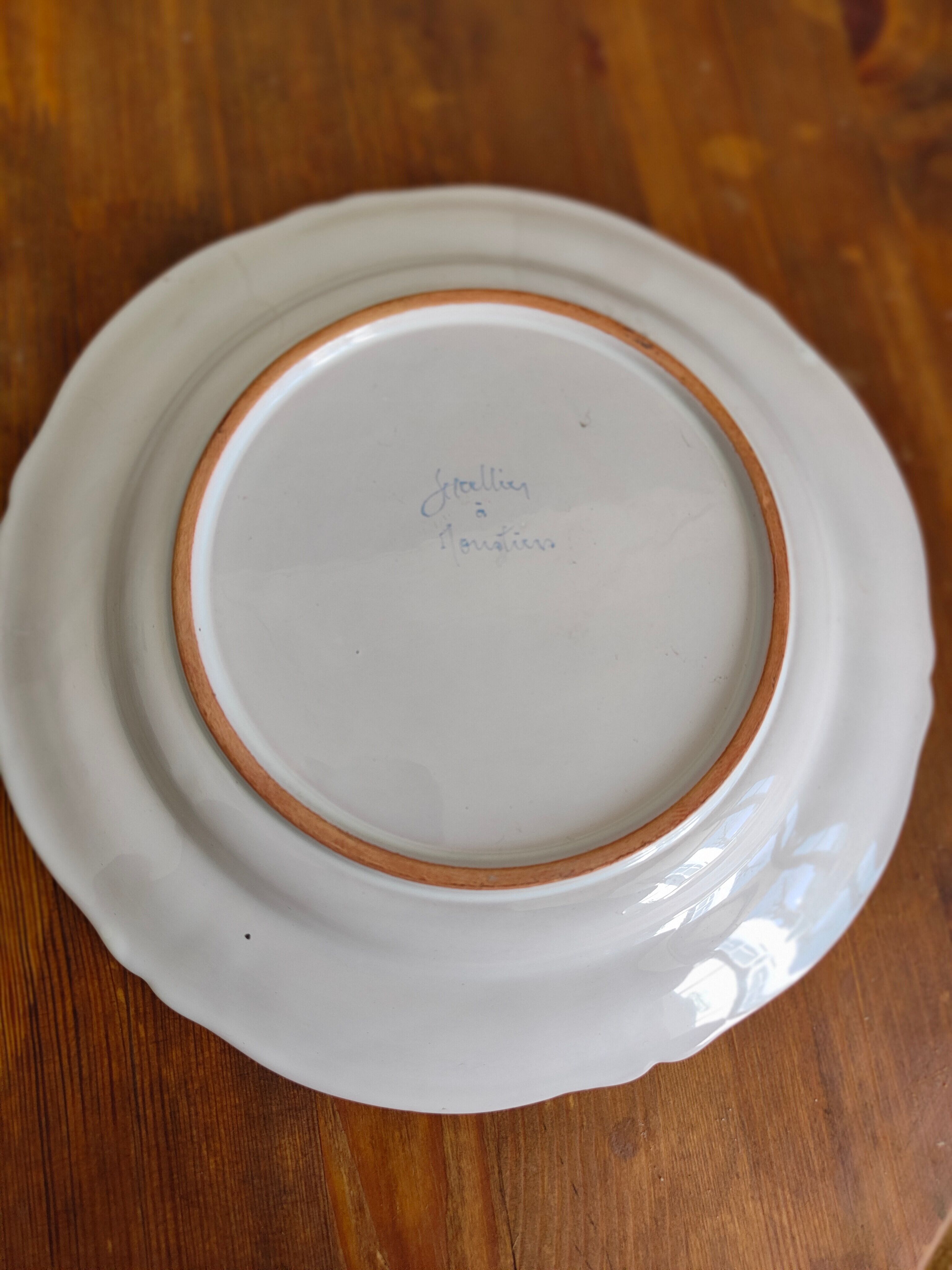 Moustiers plate signed lallier