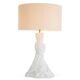 Pair of white and brass table lamps, linen shades.