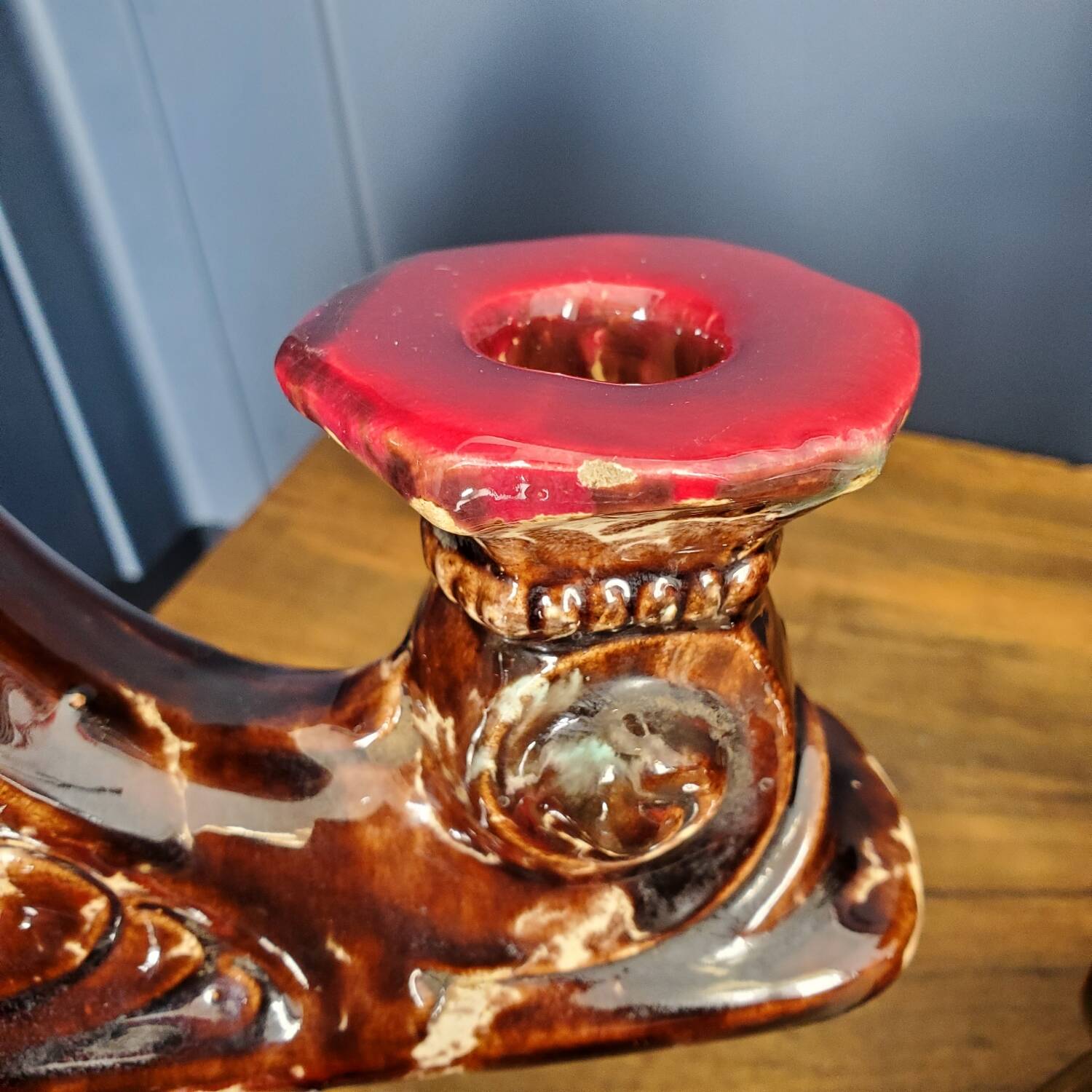 Pair of Fat Lava ceramic candle holders