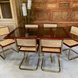 Set of 6 cane chairs and table
